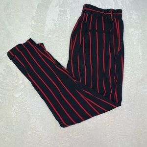 ONLY BEEN WORN ONCE !! red & black striped pants